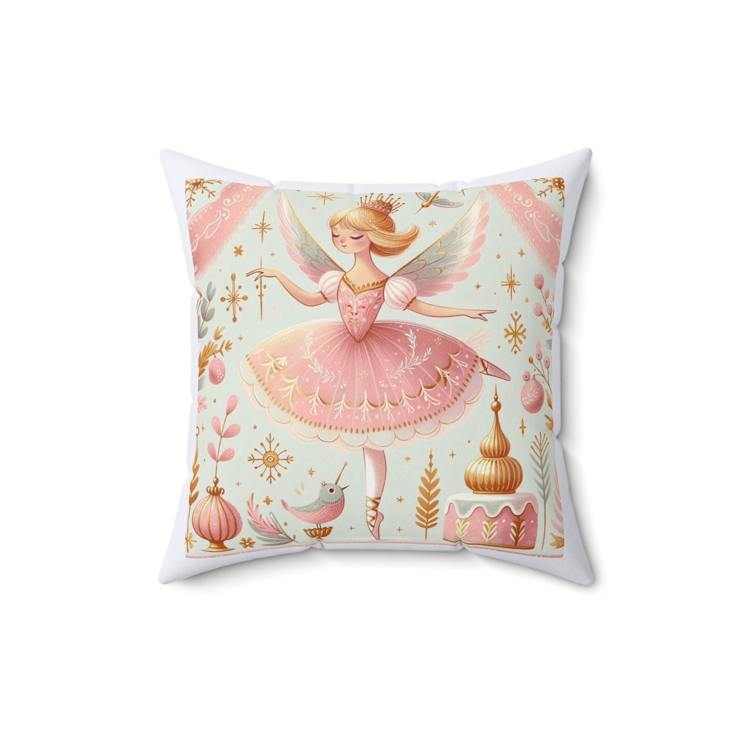 Christmas Nutcracker Ballet Sugar Plum Fairy Poem Decor Square Pillow, Holiday Cushion, Festive Home Accent, Pillow Cover, Cushion