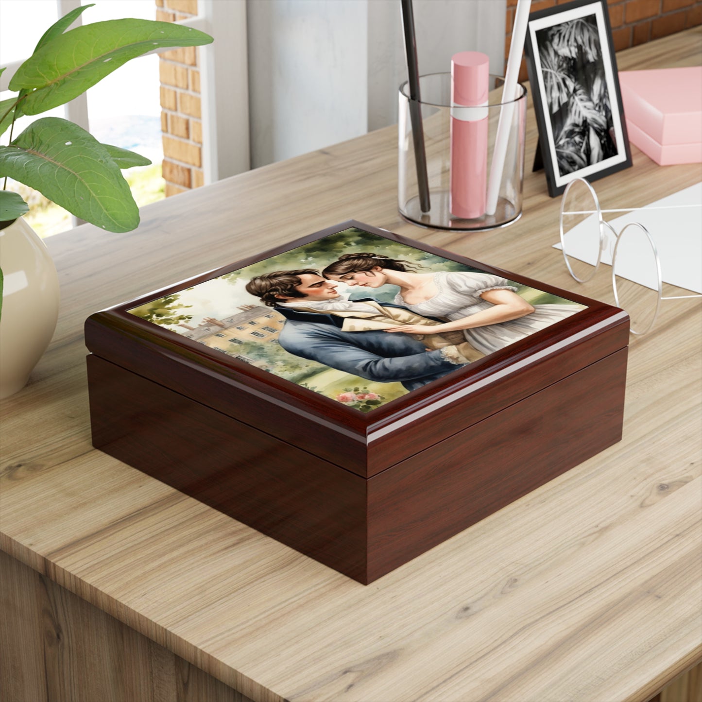Elizabeth and Darcy, Jane Austen, Austenite, British, Bookworm, Gift, Library, Hostess, Jewelry Box