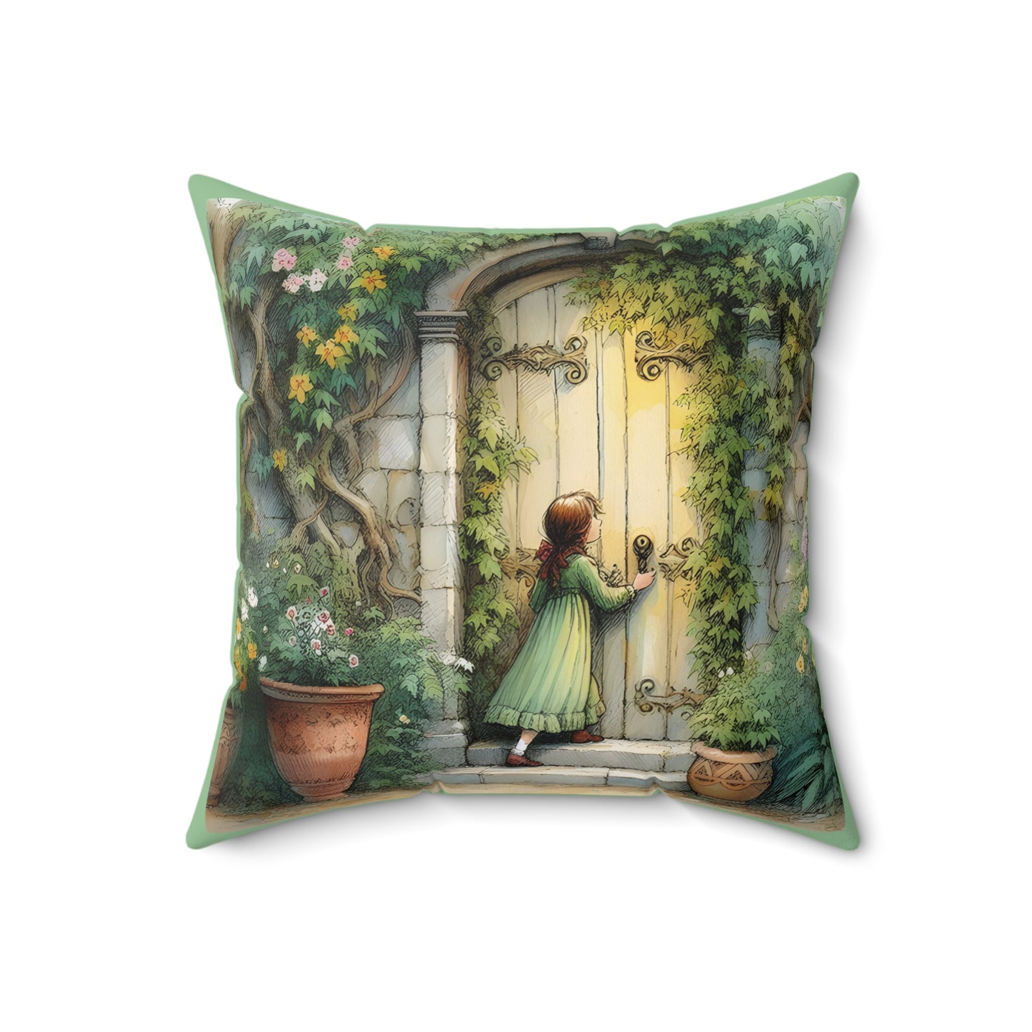 The Secret Garden, Vintage Style, Square Pillow