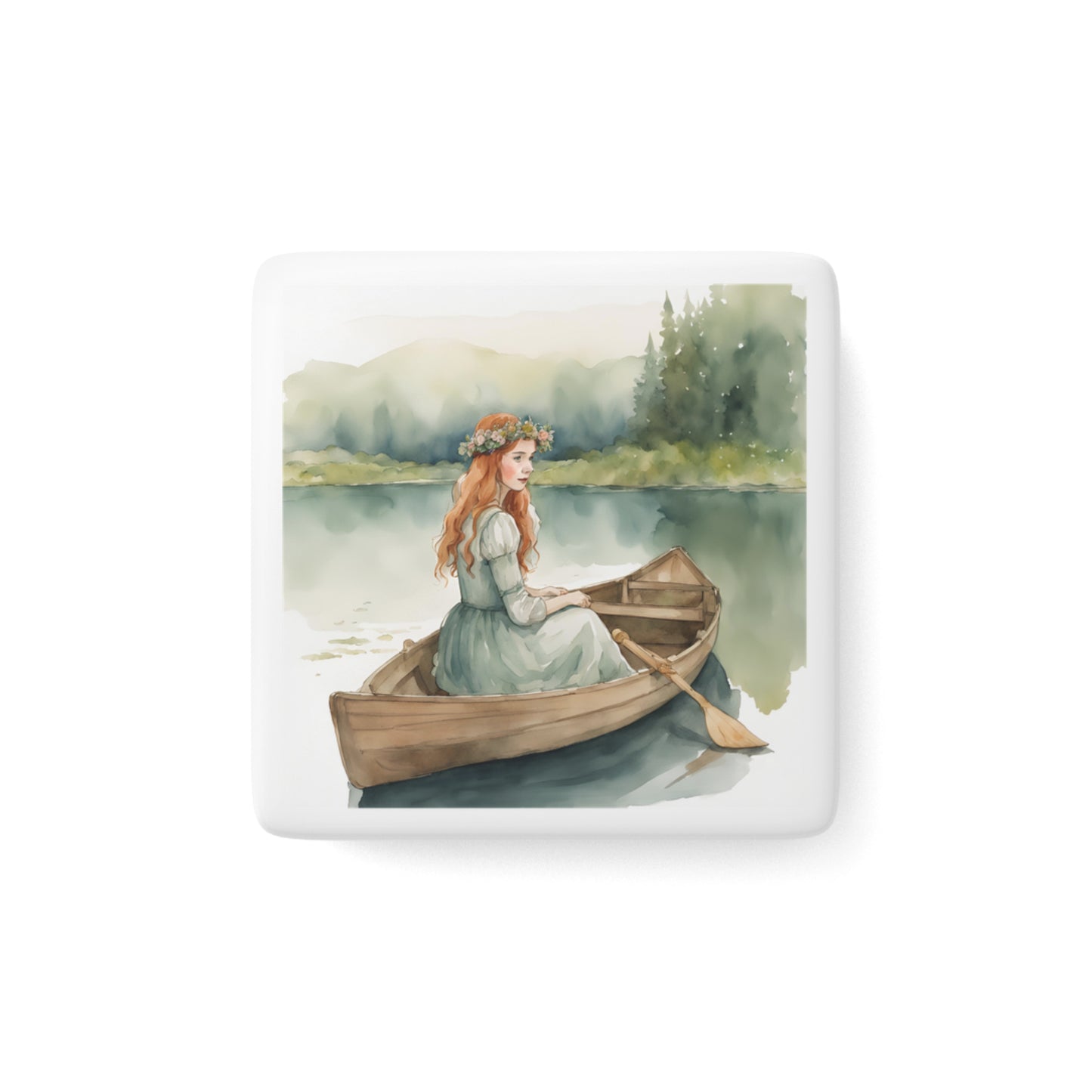 Anne of Green Gables, Lady of Shalott, Lucy Maud Montgomery, Porcelain Magnet, Square, Alfred Lord Tennyson, Gift