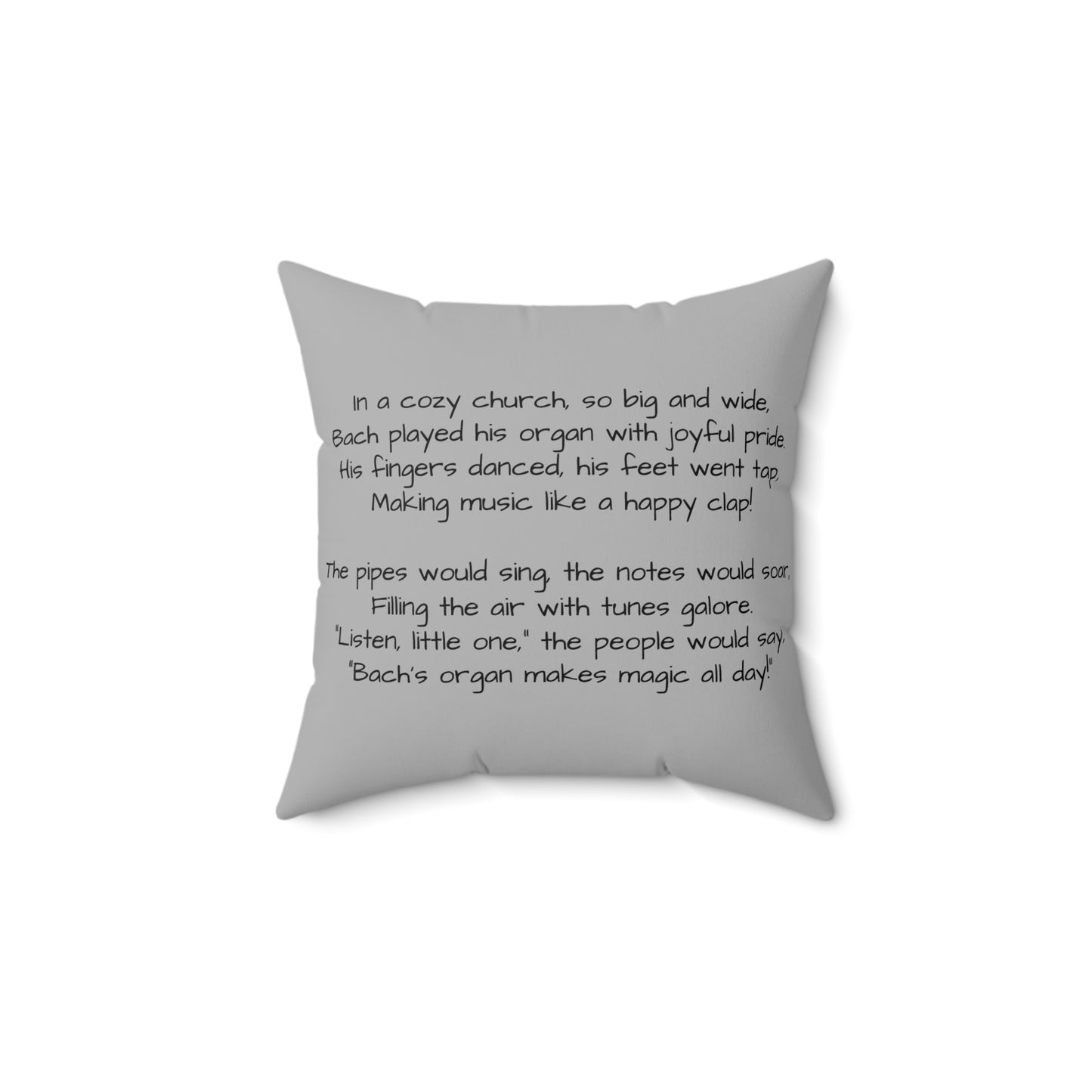 Bach Organ Music Library Square Pillow - Classical Music Home Decor, Teacher Gift, Kids Room Decoration, Gift for Music Lover, Classroom