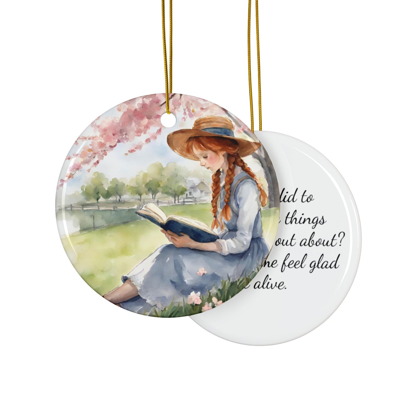 Anne of Green Gables Decorative Ceramic Ornaments - LM Montgomery Double-Sided Gift, Spring Christmas Tree Decoration