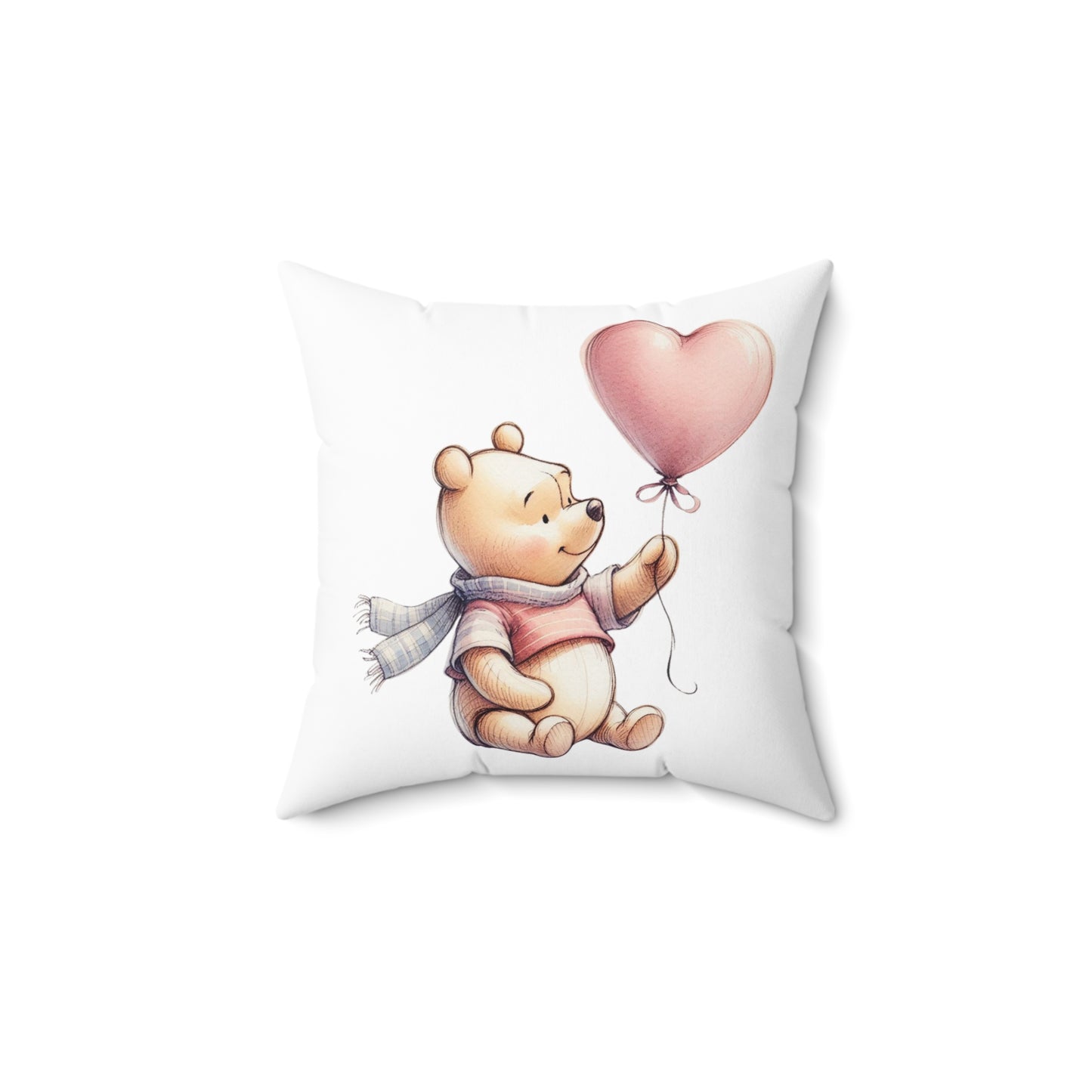 Winnie the Pooh Square Pillow, AA Milne Home Decor Gift, Valentine Love Cushion, Spun Polyester Bed Pillow, Book Lover Pillow