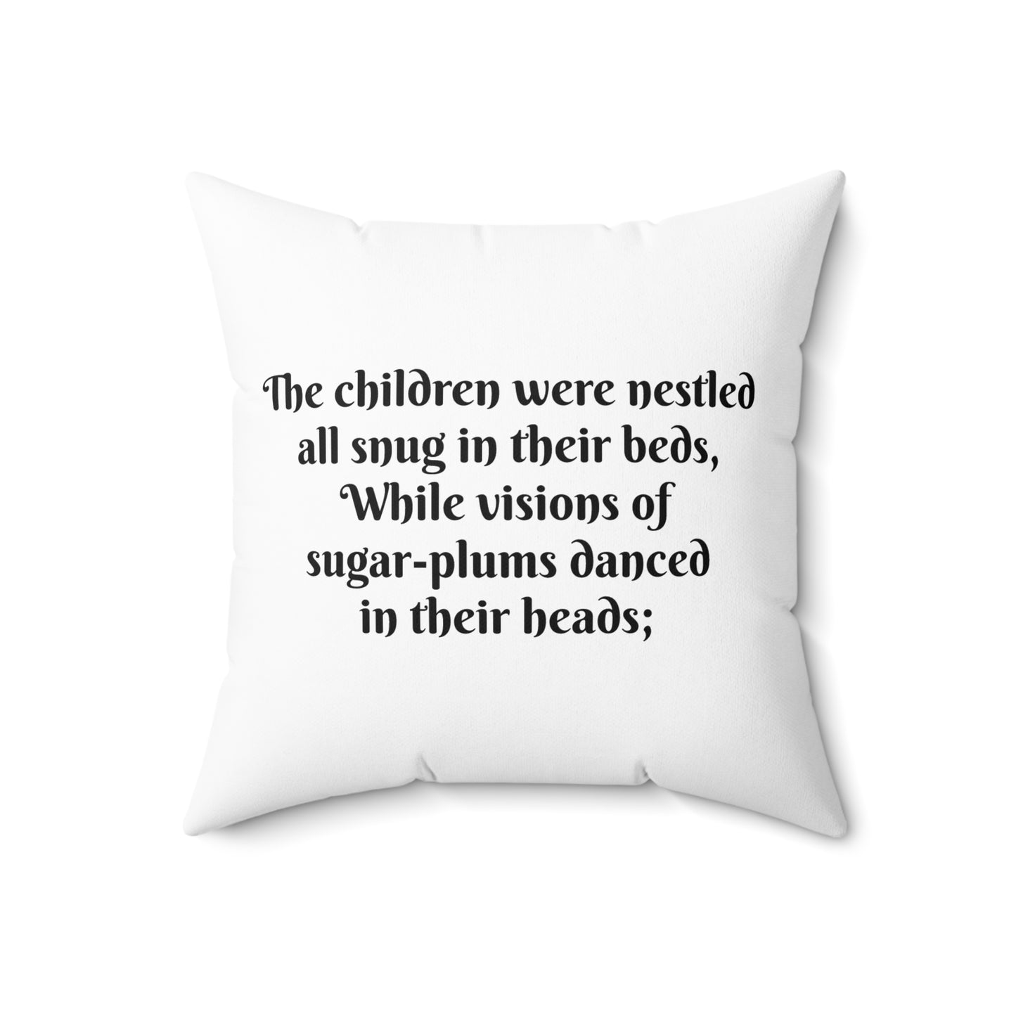 Christmas Square Pillow, Twas the Night Before Christmas Cushion, Holiday Decor, Children Snuggled, Xmas Gift, Festive Throw Pillow,