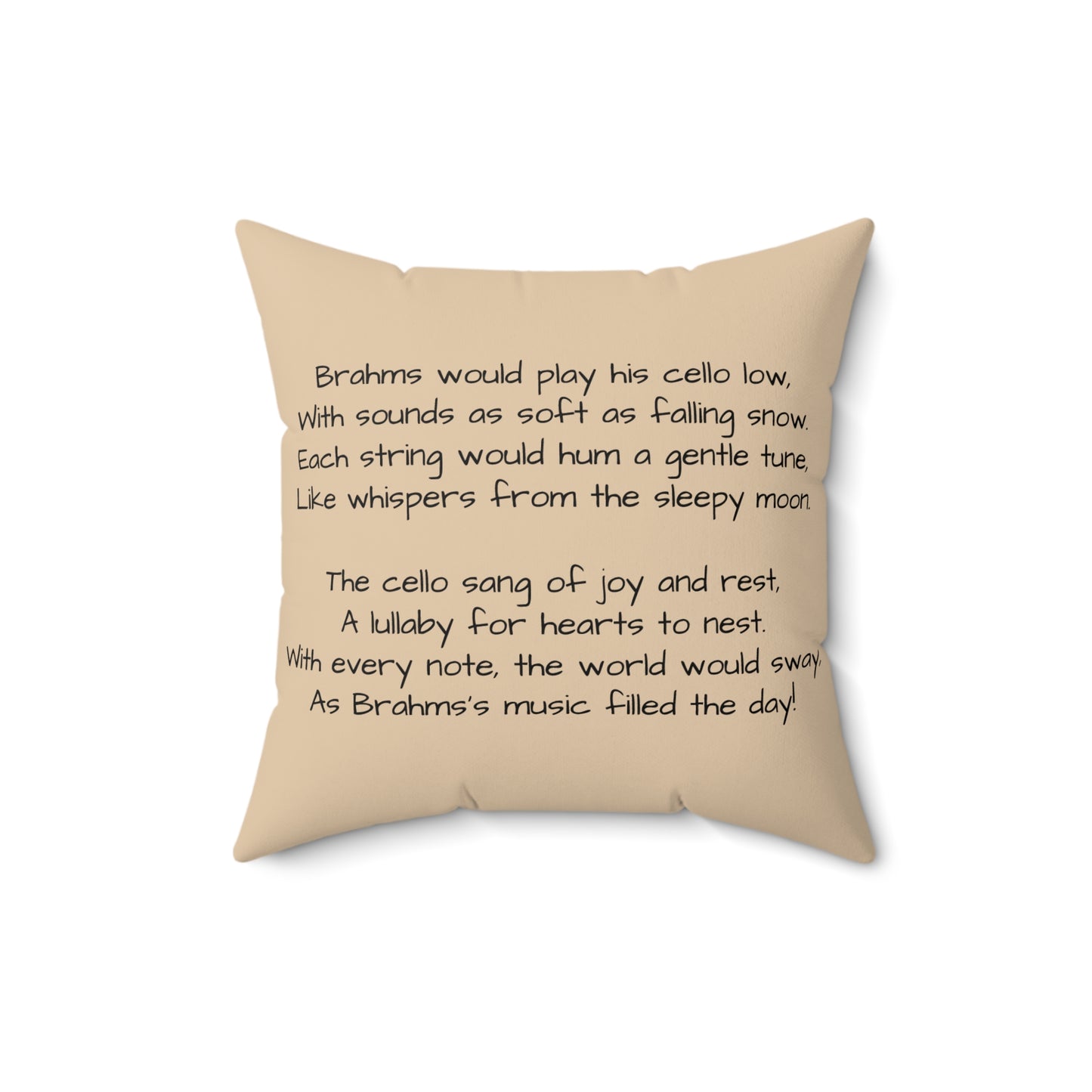 Brahms Cello Music Library Square Pillow - Classical Music Home Decor, Teacher Gift, Kids Room Decoration, Gift for Music Lover, Classroom.