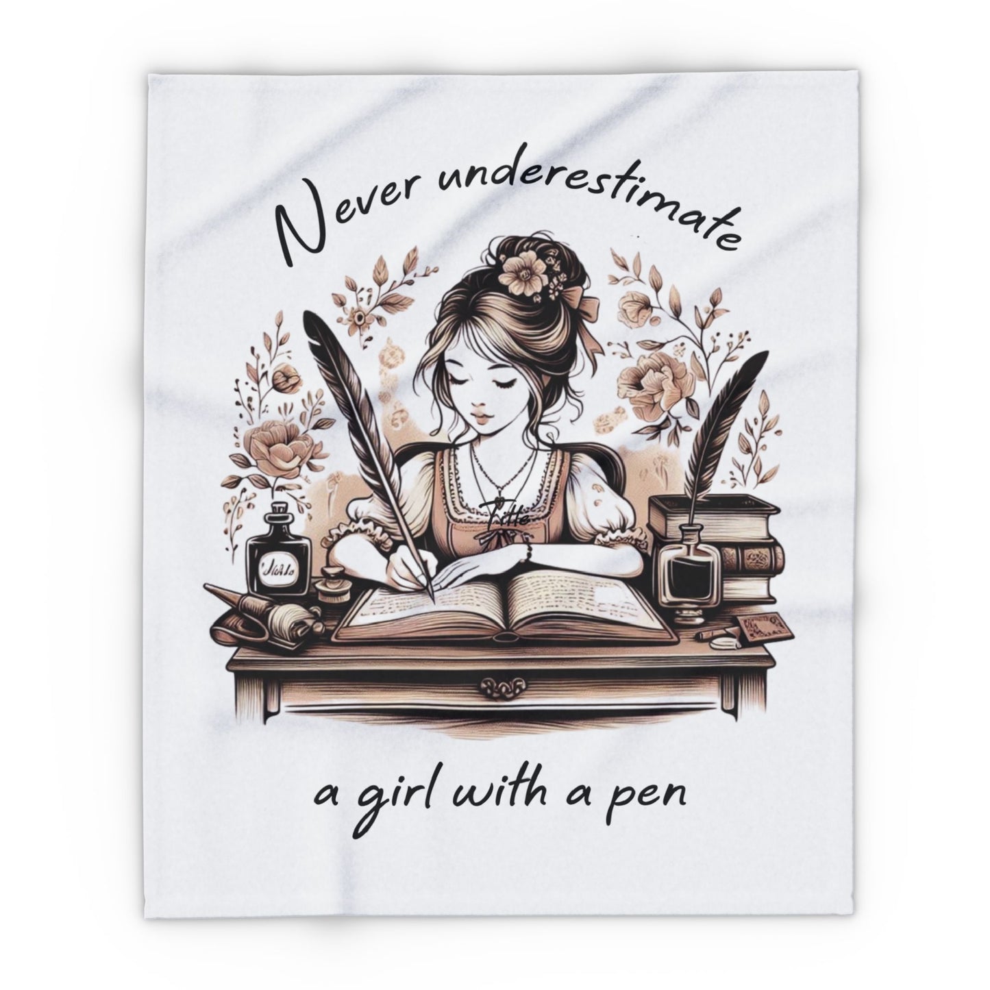 Arctic Fleece Blanket, Writer Gift, Author Throw, Motivational Home Decor, Book Lover Gift, Never Underestimate a Girl
