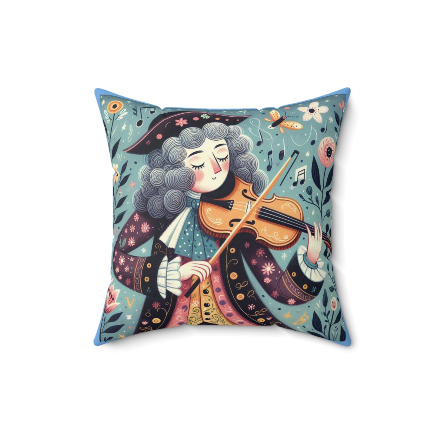 Vivaldi Violin Music Library Square Pillow, Classical Music Home Decor, Teacher Gift, Kids Room Decoration, Gift for Music Lover, Classroom