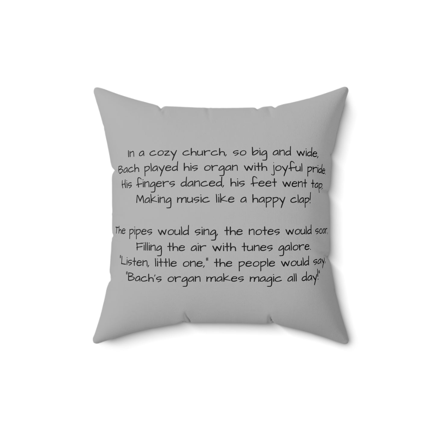 Bach Organ Music Library Square Pillow - Classical Music Home Decor, Teacher Gift, Kids Room Decoration, Gift for Music Lover, Classroom