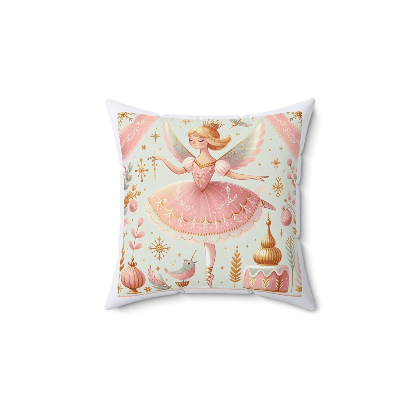 Christmas Nutcracker Ballet Sugar Plum Fairy Poem Decor Square Pillow, Holiday Cushion, Festive Home Accent, Pillow Cover, Cushion