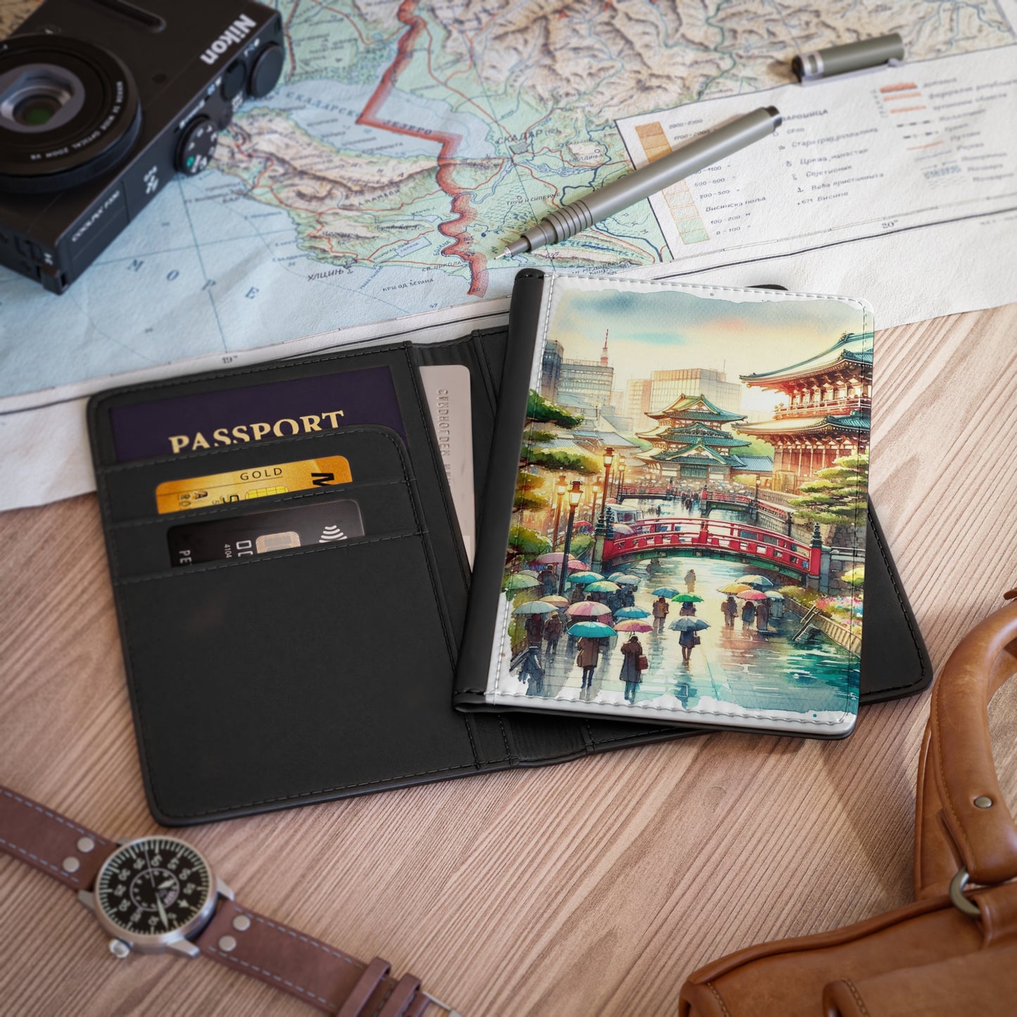 Japan Tokyo Passport Cover, Gift Travel Accessory Holder Wallet Organizer Case