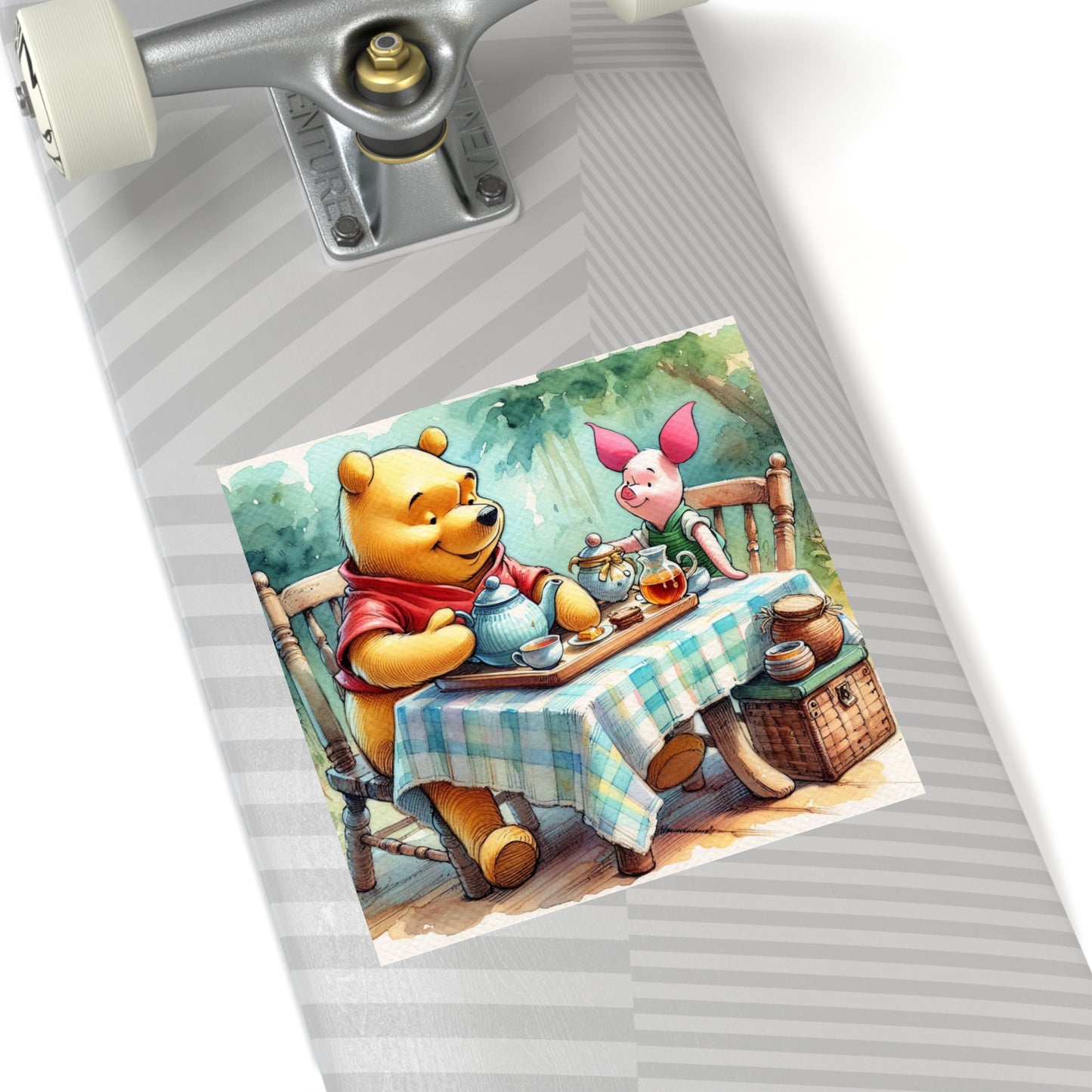 Whimsical Winnie the Pooh Bear and Piglet Square Stickers, Cute Party Favors, Nursery Decor, Kids' Gifts, Tea Party, Indoor/Outdoor