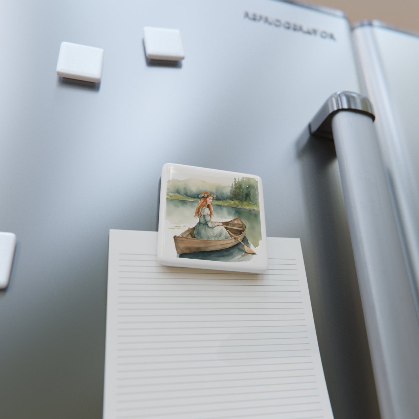 Anne of Green Gables, Lady of Shalott, Lucy Maud Montgomery, Porcelain Magnet, Square, Alfred Lord Tennyson, Gift