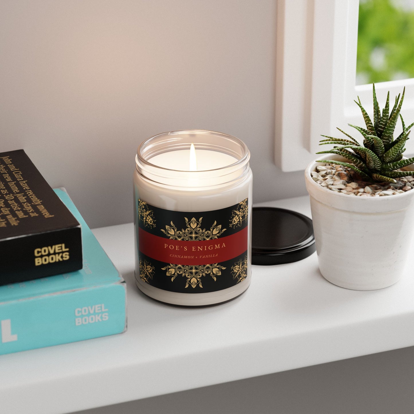 Poe's Enigma, Edgar Allan Poe, Cinnamon and Vanilla, Scented, Literary Candle, Poetry, Book Nook, Library, Gothic Candle, Soy Candle, 9oz