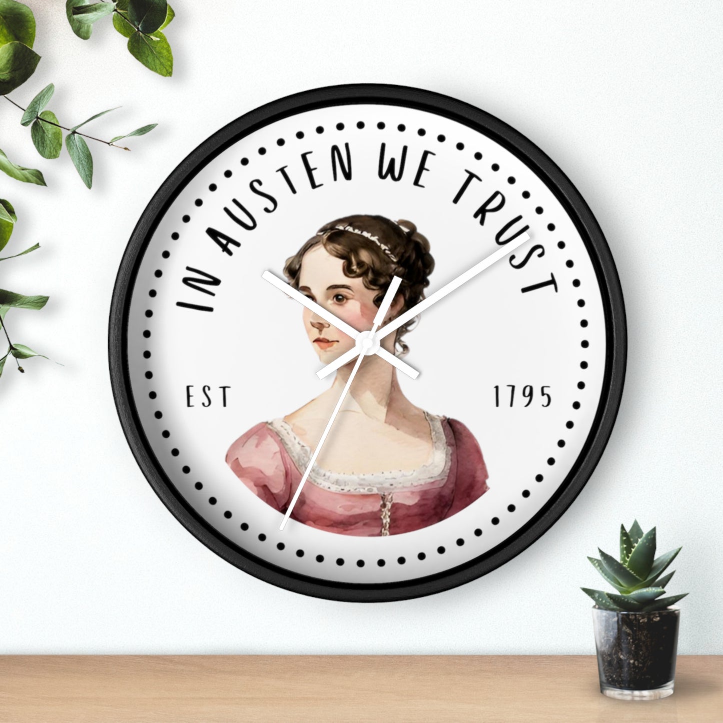 Literary Themed Wall Clock - Jane Austen Inspired Décor, Gift for Book Lovers, Home Office Wall Art, Vintage Style Clock, Literary