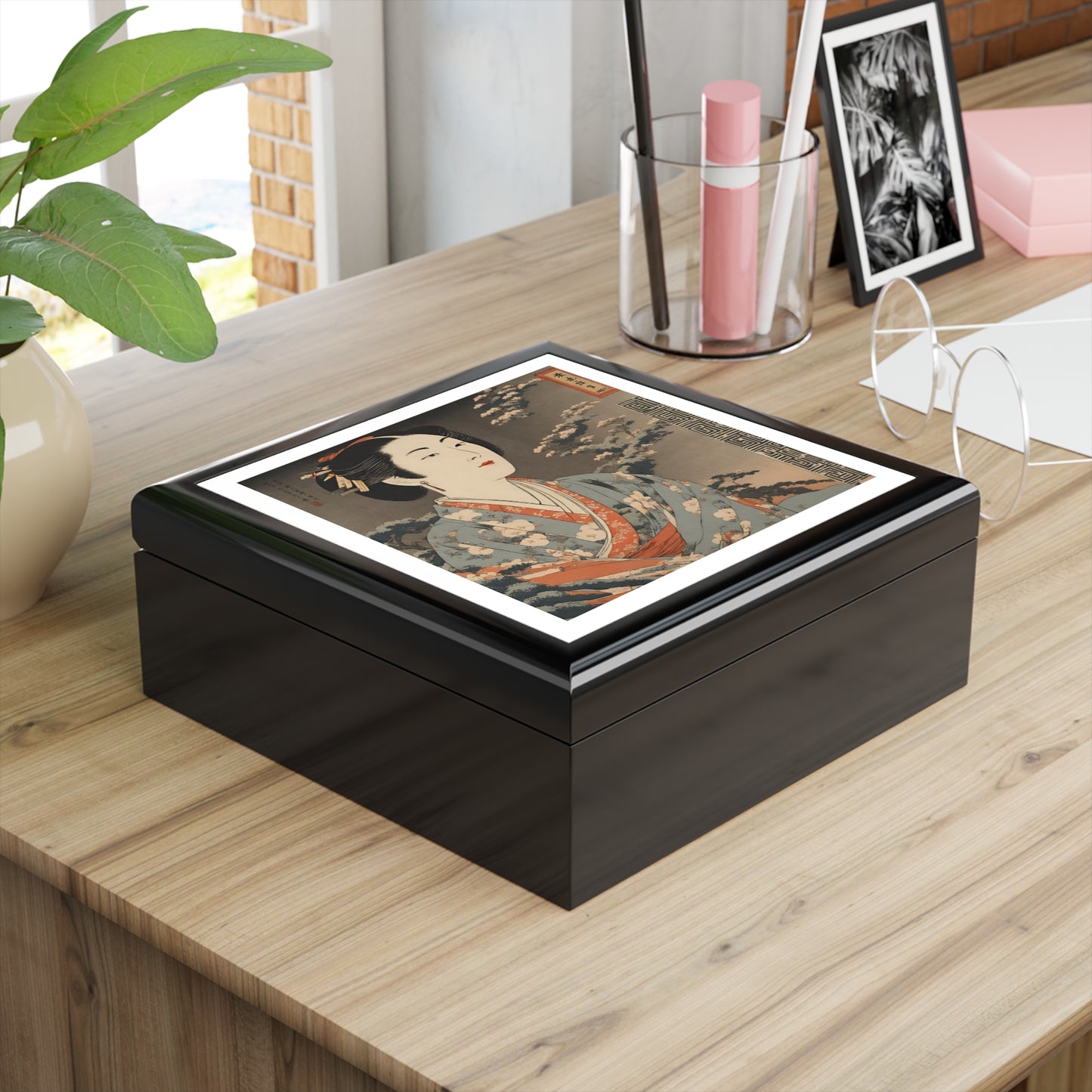 Cherry Blossom Sakura Japanese Print Jewelry Box