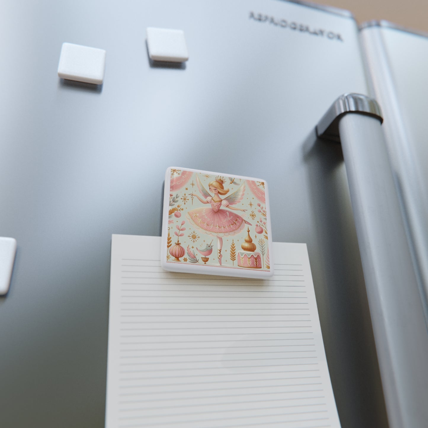 Christmas Nutcracker Ballet Sugar Plum Fairy, Decor, Stocking Stuffer, Porcelain Magnet, Square, Dancer, Ballerina