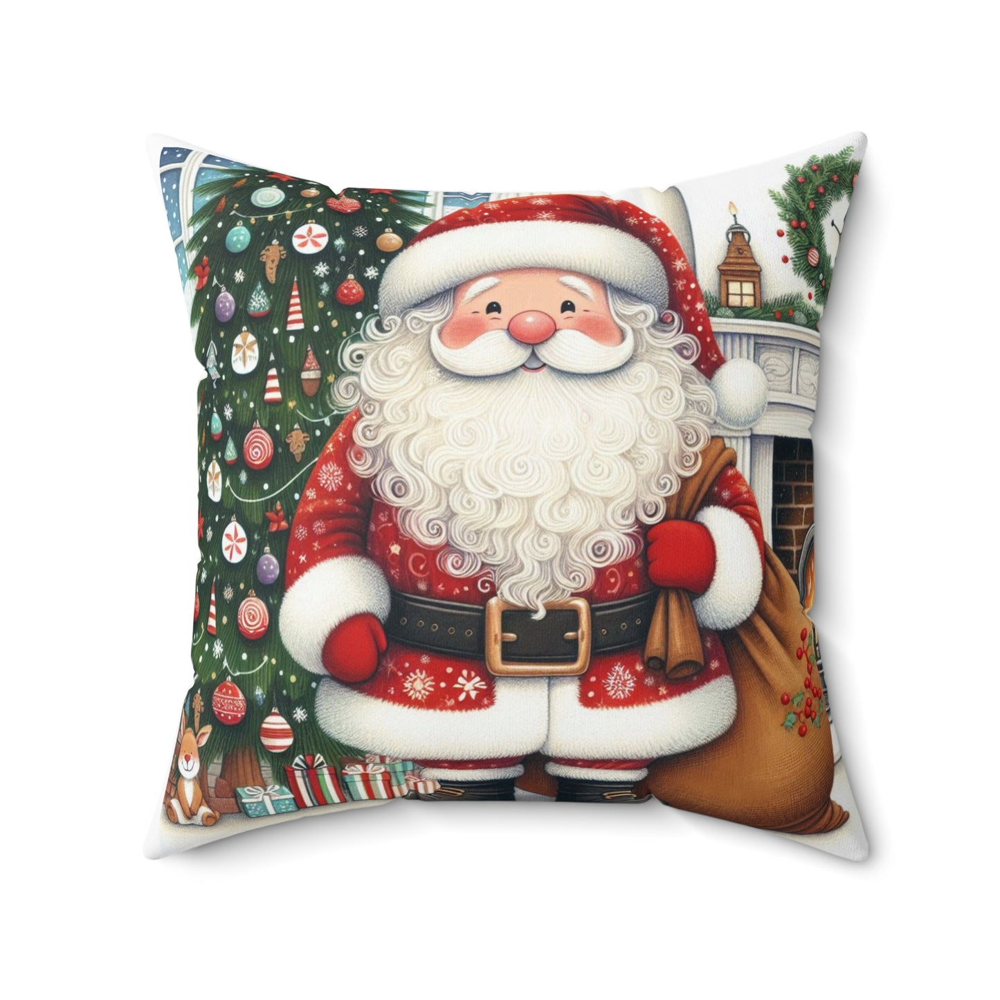 Santa Claus Holiday Decor Cushion - Square Pillow, St Nickolas Twas the Night Before Christmas, Festive Throw Pillow, Cushion Gift