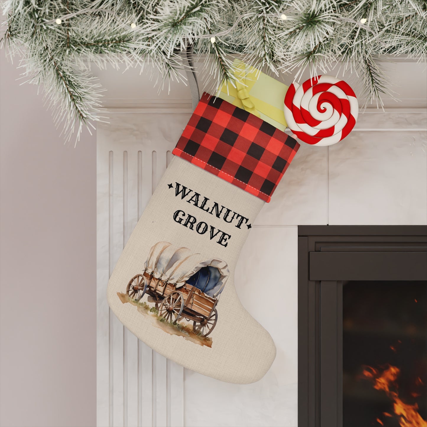Walnut Grove, Minnesota, Laura Ingalls Wilder, Burlap, Christmas Stocking, Gift