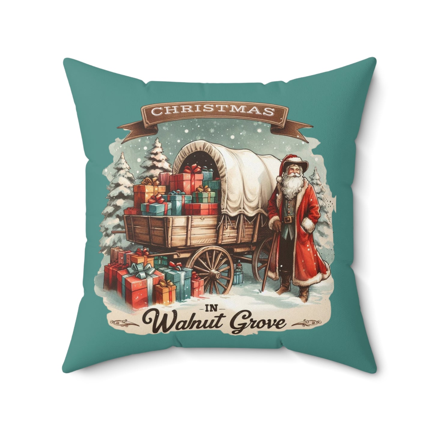 Christmas Walnut Pillow, Holiday Home Decor, Festive Prairie Cushion, Laura Ingalls Wilder Gift, Retro Decor, Seasonal Throw Pillow, Spun