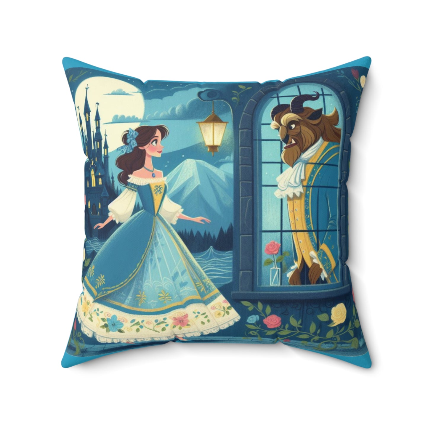Beauty and the Beast, Square Pillow, Literary Pillow, Library, Book Nook, Reading Corner, Classroom, Teacher, Gift, Fairytale