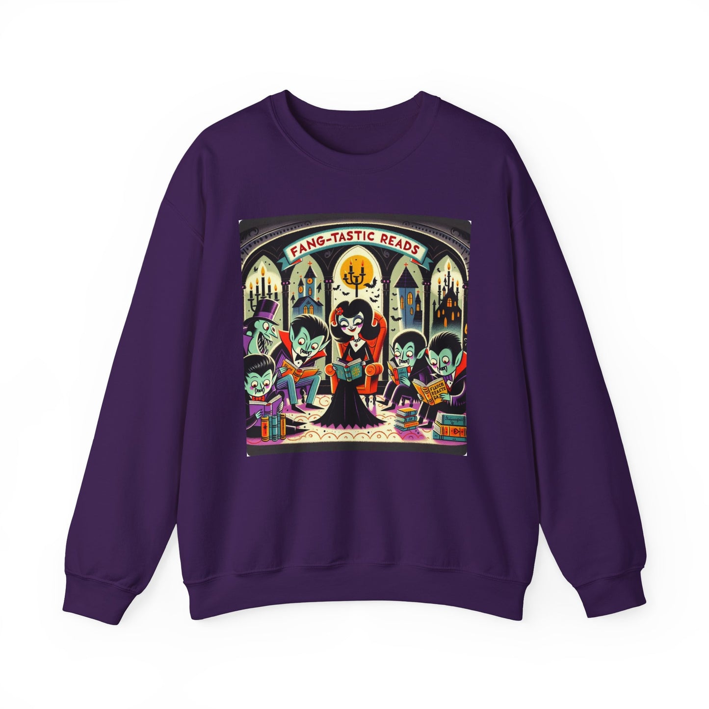 Fang-tastic Reads Sweatshirt, Vampire Book Lover Crewneck, Halloween Librarian Shirt, Cozy Unisex Fall Apparel, Spooky Gift for Readers