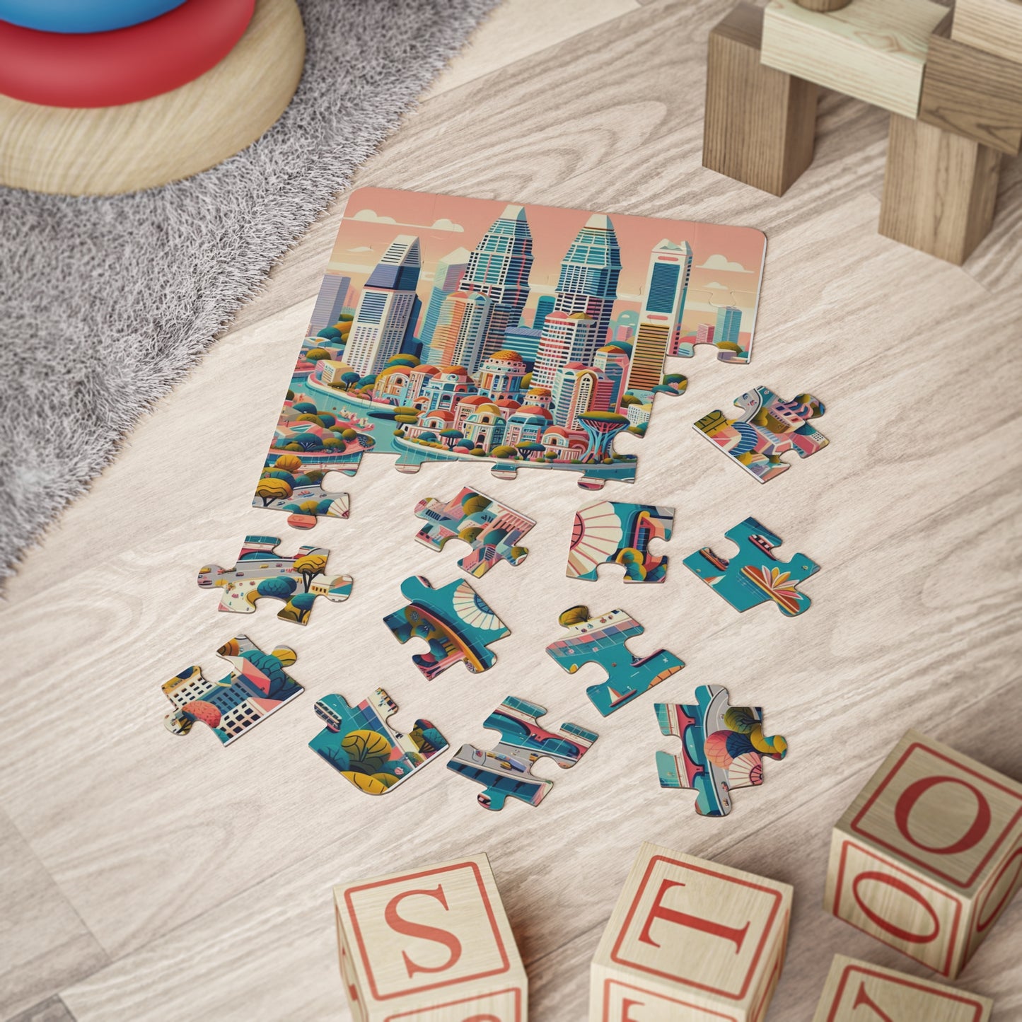 Singapore, Asia, Educational Game, Classroom Geography Gift, Kids Puzzle, 30-Piece