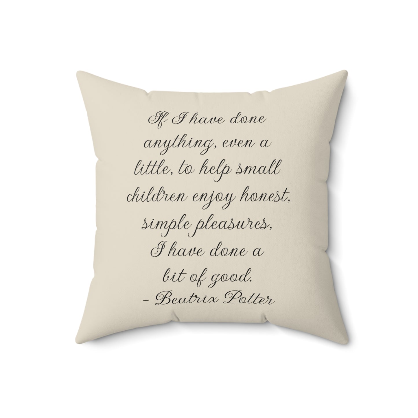 Whimsical Beatrix Potter Inspired Square Pillow - Cozy Home Decor, Child's Room Accent, Nursery Pillow, Literary Quote, Peter Rabbit, Spun
