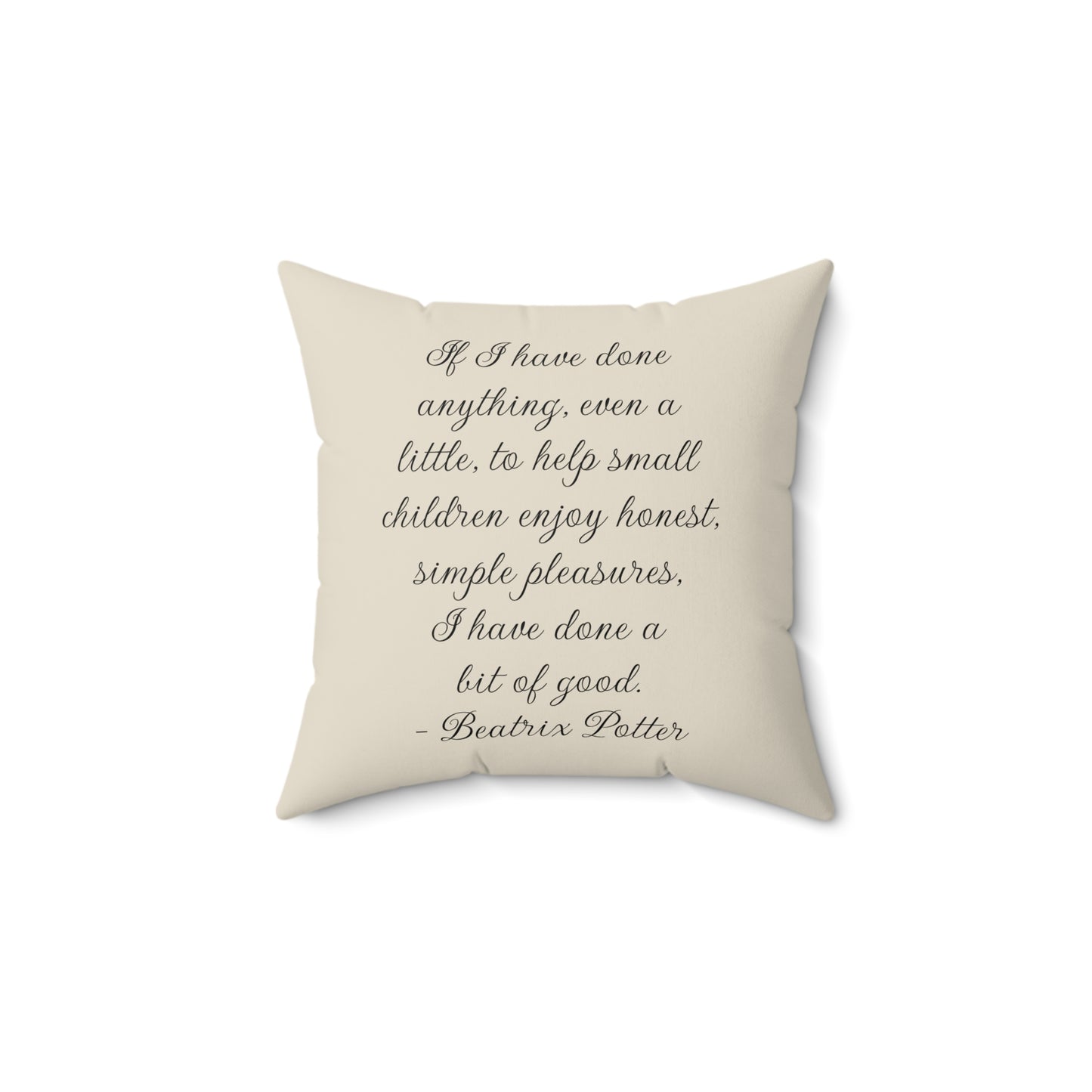 Whimsical Beatrix Potter Inspired Square Pillow - Cozy Home Decor, Child's Room Accent, Nursery Pillow, Literary Quote, Peter Rabbit, Spun