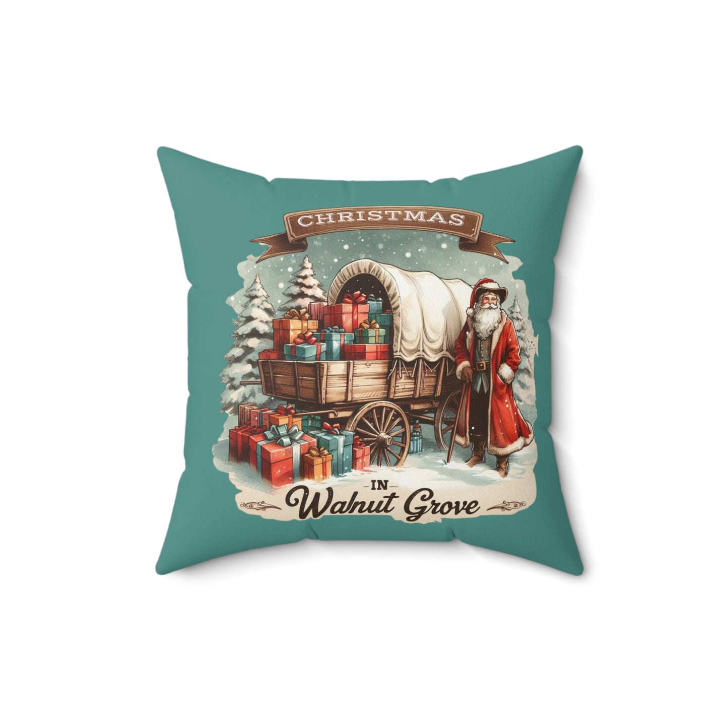 Christmas Walnut Pillow, Holiday Home Decor, Festive Prairie Cushion, Laura Ingalls Wilder Gift, Retro Decor, Seasonal Throw Pillow, Spun