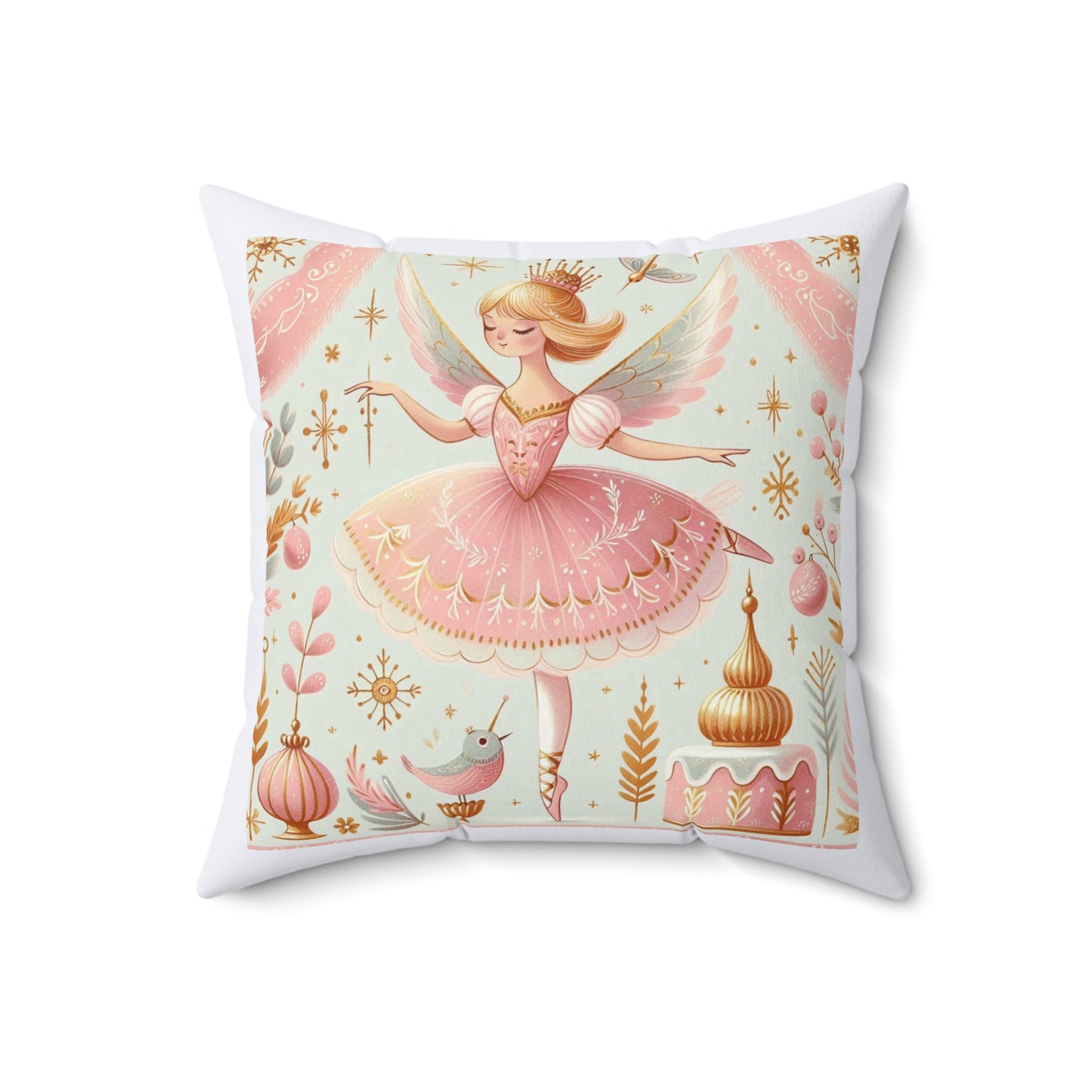 Christmas Nutcracker Ballet Sugar Plum Fairy Poem Decor Square Pillow, Holiday Cushion, Festive Home Accent, Pillow Cover, Cushion
