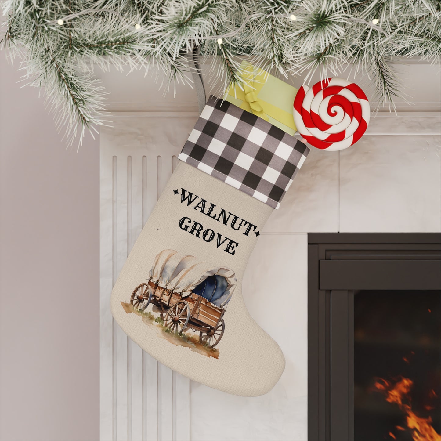 Walnut Grove, Minnesota, Laura Ingalls Wilder, Burlap, Christmas Stocking, Gift