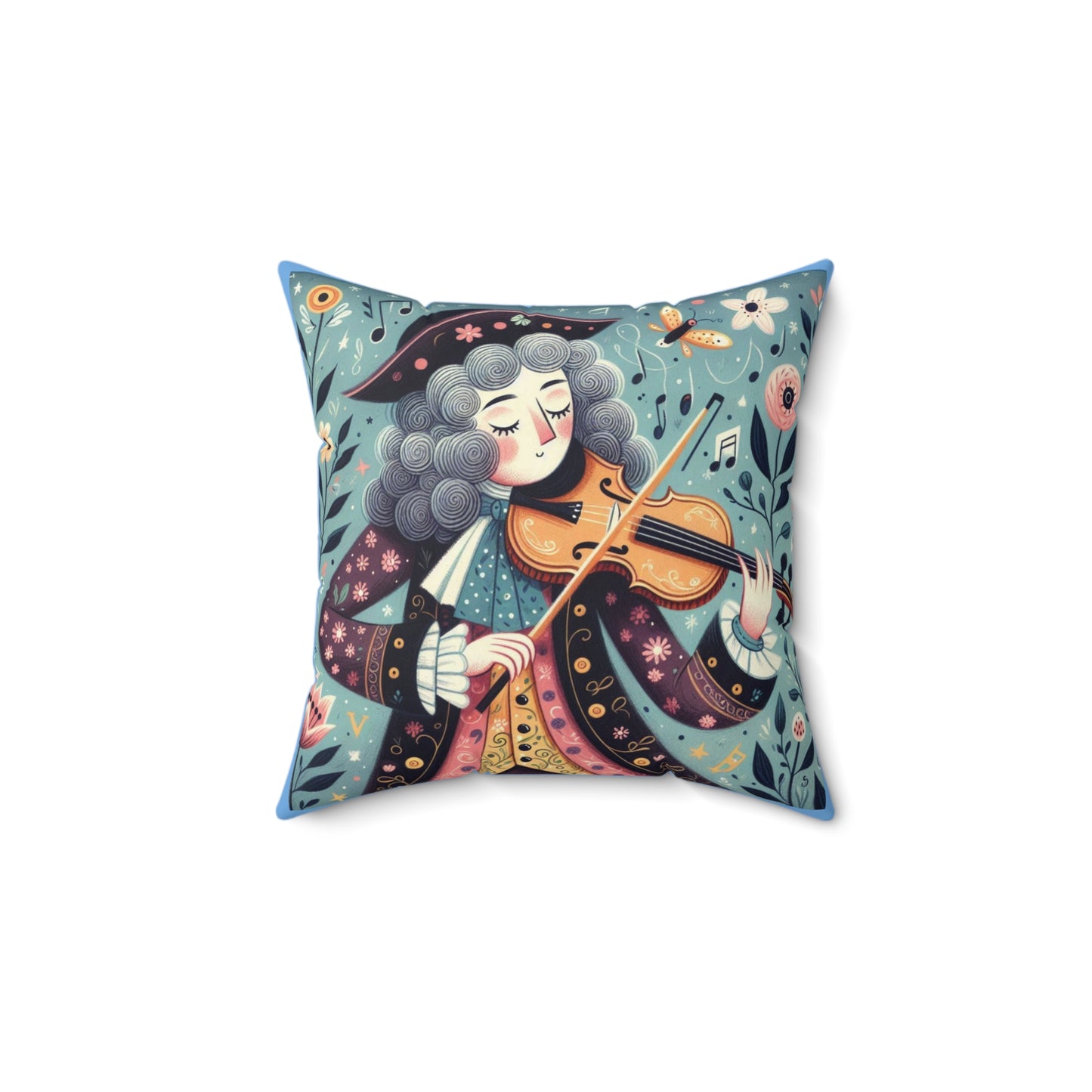 Vivaldi Violin Music Library Square Pillow, Classical Music Home Decor, Teacher Gift, Kids Room Decoration, Gift for Music Lover, Classroom