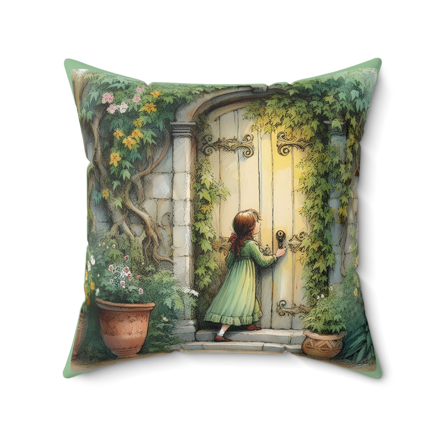 The Secret Garden, Vintage Style, Square Pillow