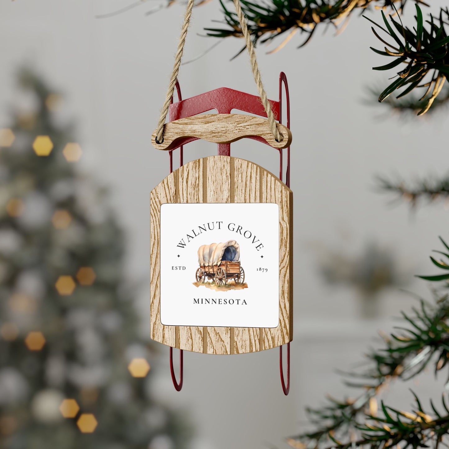 Walnut Grove, Minnesota, Sled, Christmas Ornament, Laura Ingalls Wilder