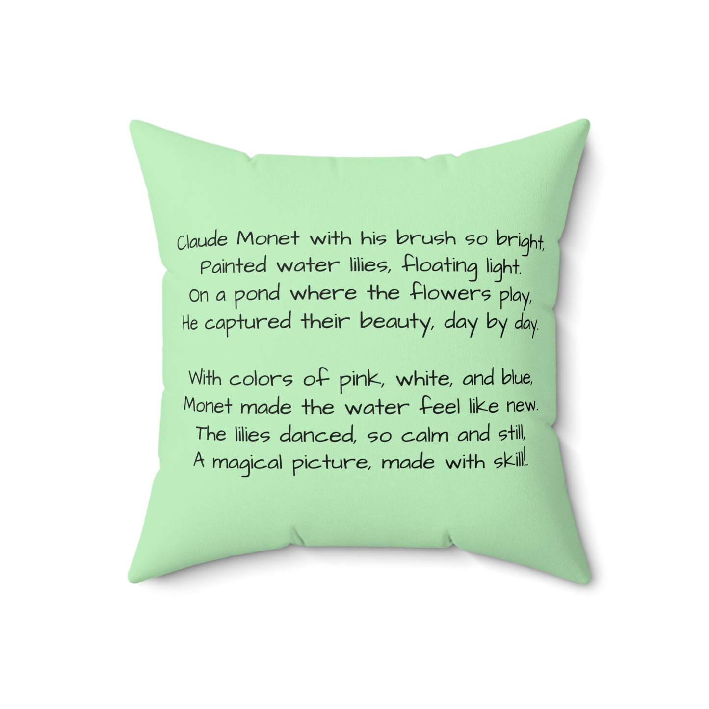 Claude Monet Artist Pillow, Kids Children Decor, Water Lilies Cushion, Art Classroom Home Decor, Spun Polyester Square Pillow