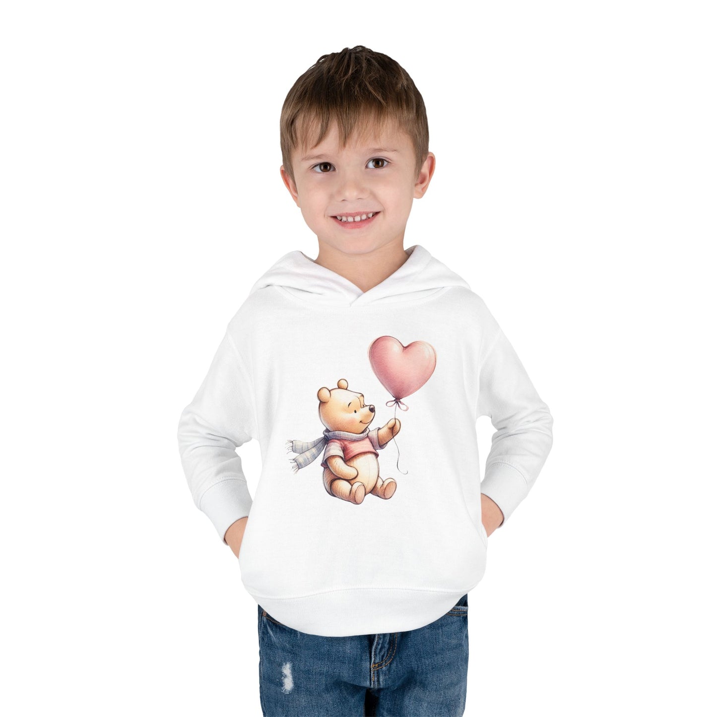 Winnie the Pooh Valentine Toddler Fleece Hoodie, AA Milne Shirt, Kids Sweatshirt, Cute Gift for Toddlers, Cozy Children's Pullover Jacket