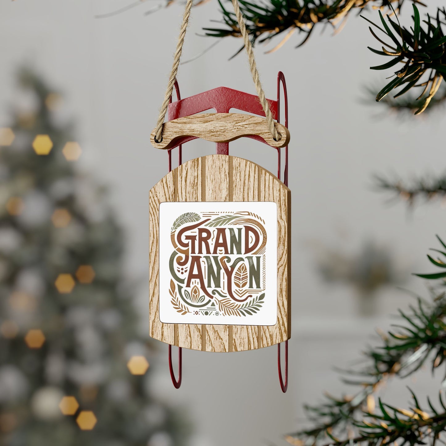 Sled Ornaments, Boho Chic Grand Canyon National Park Christmas Tree Holiday Ornament, Gift, Stocking Stuffer