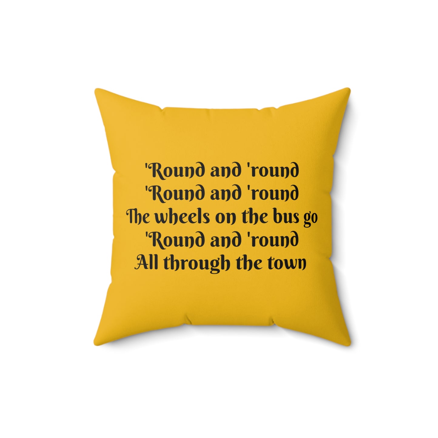 Wheels on the Bus Square Pillow - Nursery Song Cushion Bedding for Book Nook, Classroom Decor & Gift