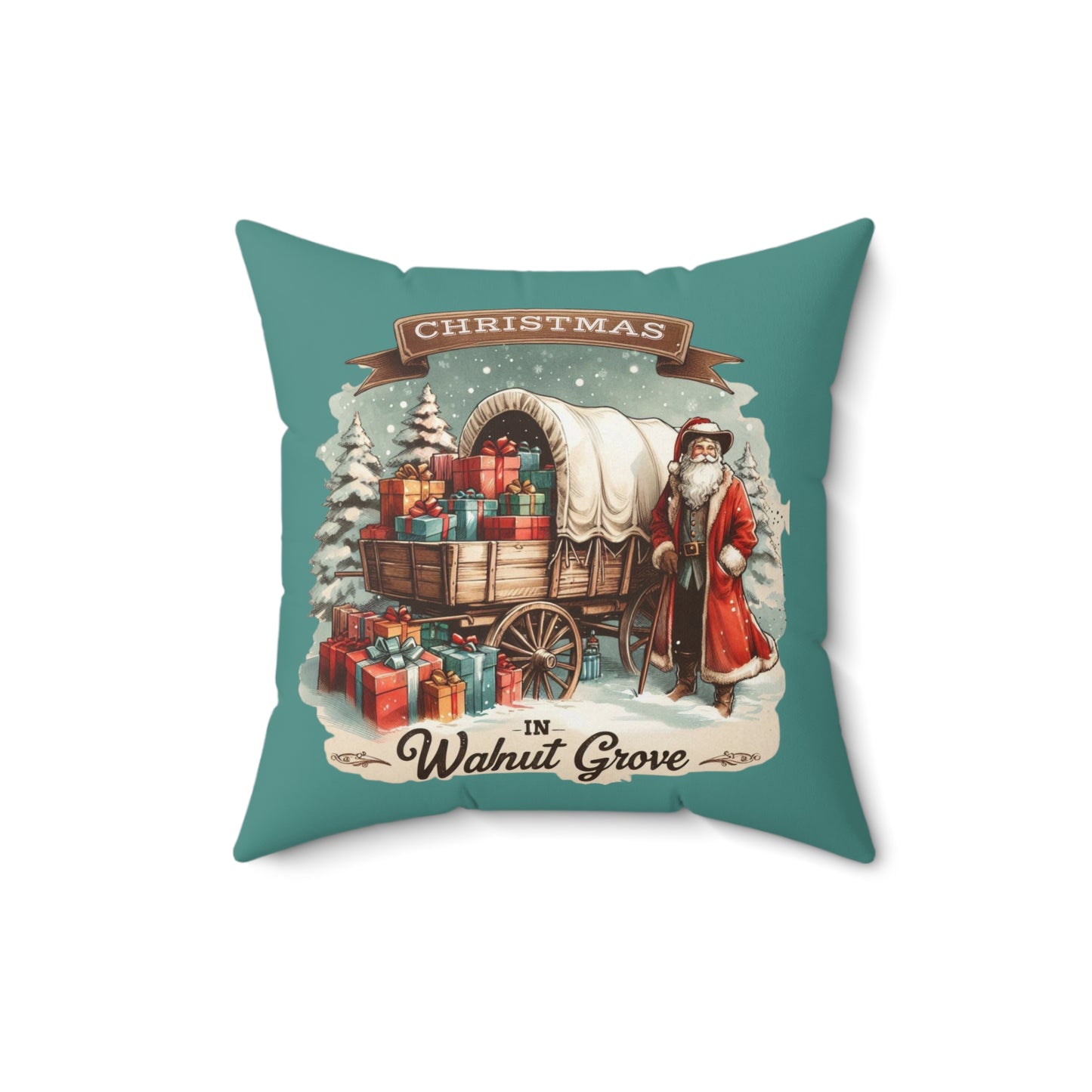 Christmas Walnut Pillow, Holiday Home Decor, Festive Prairie Cushion, Laura Ingalls Wilder Gift, Retro Decor, Seasonal Throw Pillow, Spun
