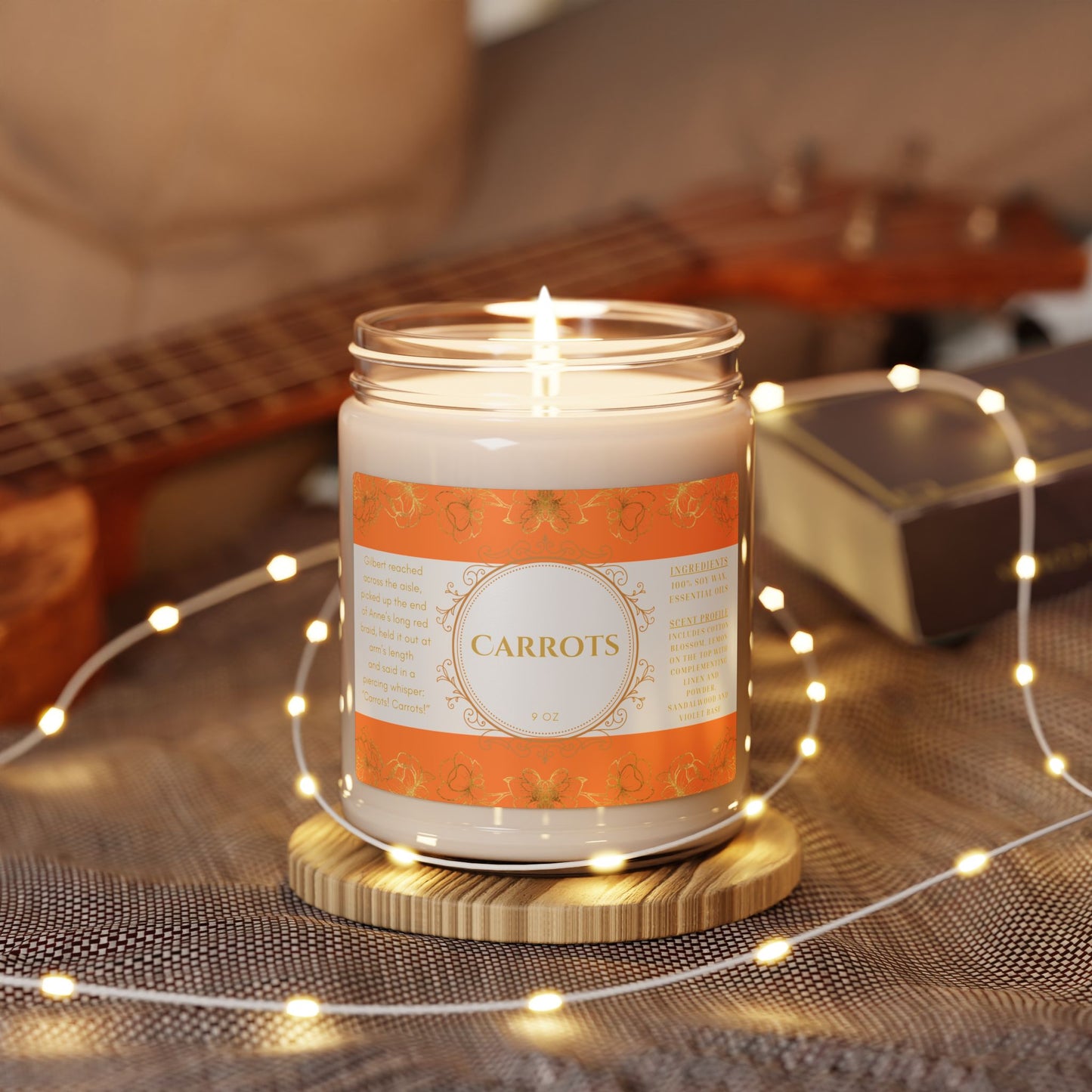 Anne of Green Gables, Carrots, Scented, Soy Candle, 9oz, Gift, Home Decor, Clean Cotton