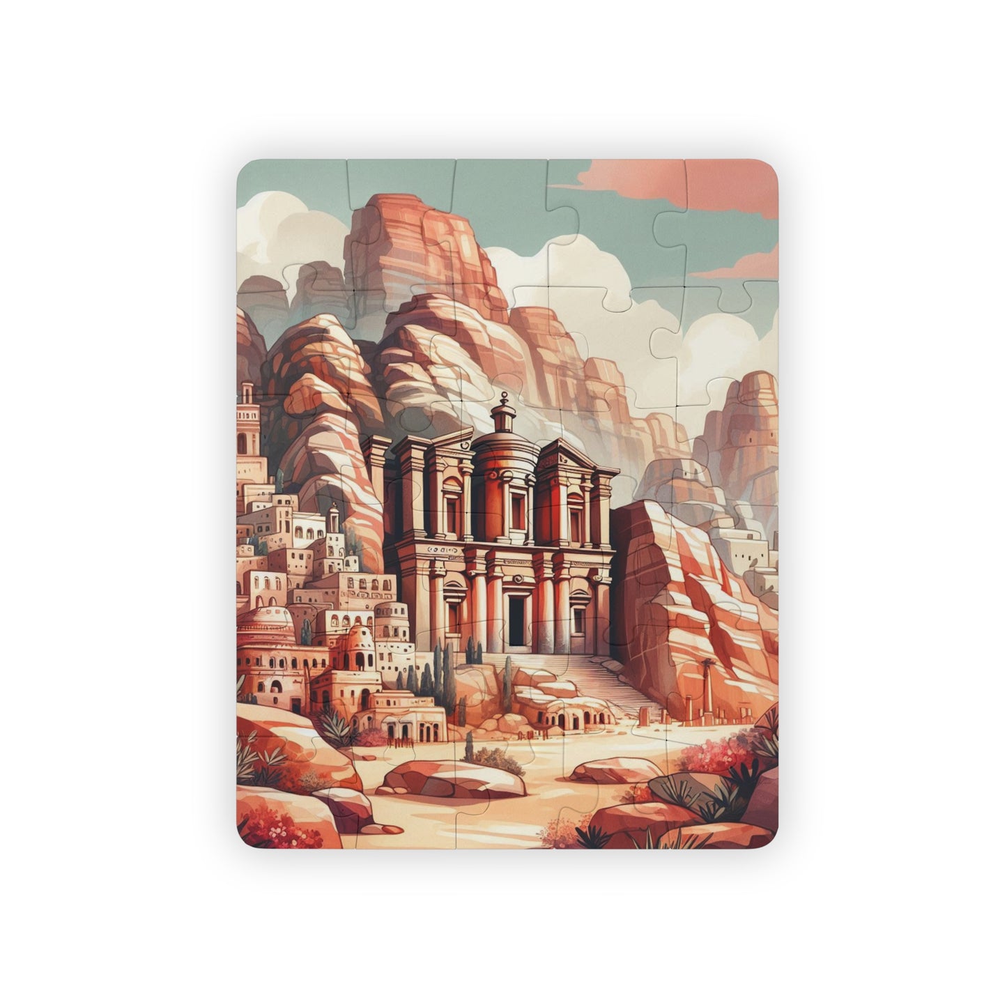 Kids' Puzzle, 30-Piece Petra Seven Wonders Jordan Educational Geography Jigsaw Toy for Children, Geography Learning Puzzle, Travel Gift