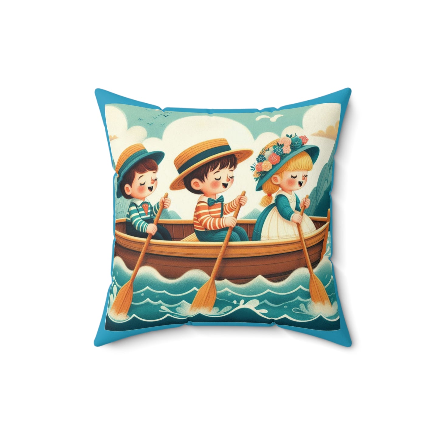 Row Row Your Boat, Nursery Rhyme, Square Pillow, Library, Book Nook, Reading Corner