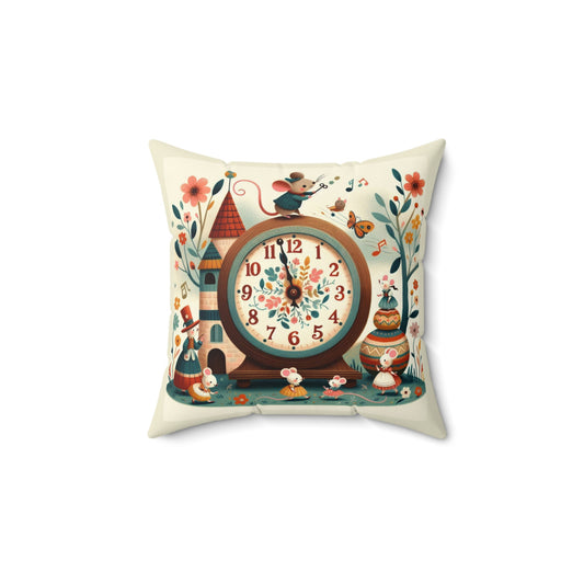 Hickory Dickory Dock Pillow - Nursery Rhyme Throw Cushion, Kids Room Decor, Nursery Accent, Gifts for Baby Showers, Vintage Style Nursery,