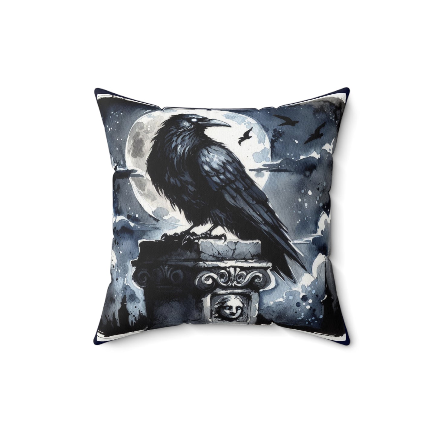 Literary Pillow, The Raven, Edgar Allan Poe, Nevermore, Book Nook Decor, Spun Polyester Square Pillow, Library Accent, Reading Nook Throw