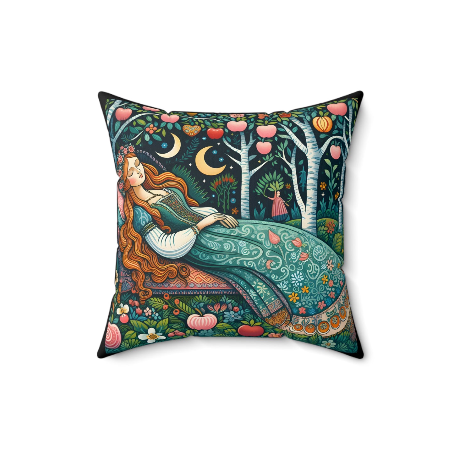 Fairytale Square Pillow, Sleeping Beauty Literature Gift, Library Decor, Literary Book Nook, Brothers Grimm Pillow, Polyester Cushion