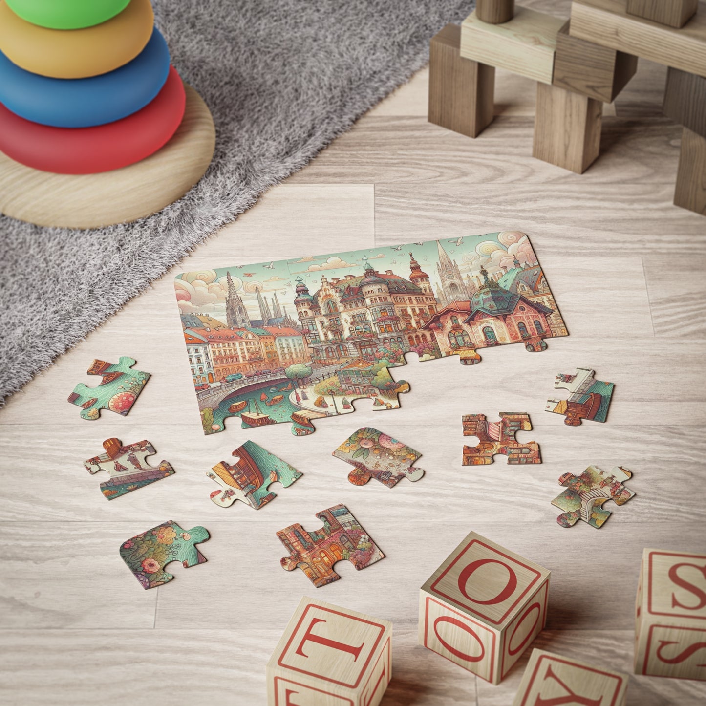 Kids' Puzzle, Austria Vienna Educational Geography Gift Game 30-Piece, Children's Jigsaw Toy, Travel Theme Activity Set, Learning Tool