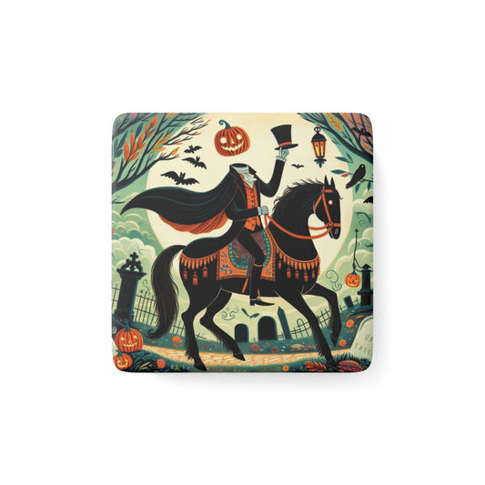 Sleepy Hollow, Headless Horseman, Halloween, Autumn, Fall, Gift Porcelain Magnet, Square