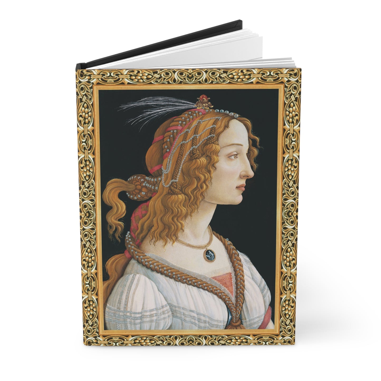 Italian Renaissance, Sandro Botticelli's Idealized Portrait of a Lady, Gothic, Art Gift, Hardcover Journal Matte