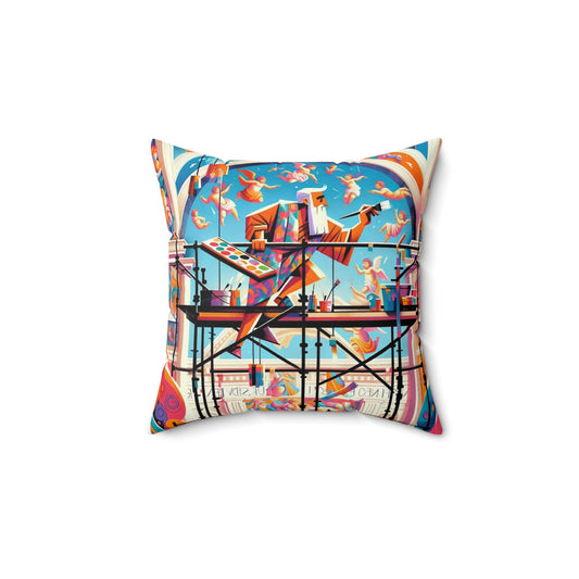 Michelangelo Square Pillow, Sistine Chapel Cushion, Renaissance Room Decor, Whimsical Gift, Art Teacher Present, Classroom Accent Pillow,