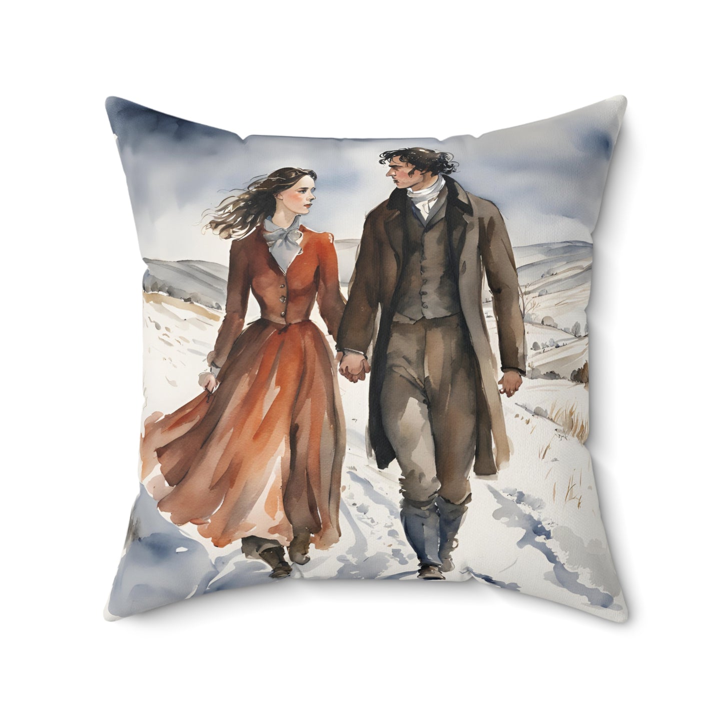 Wuthering Heights, Gothic Literature, Emily Bronte, Cathy, Heathcliff, Book Nook, Library,  Square Pillow